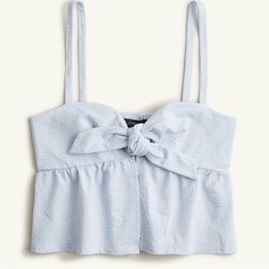 JCrew Seersucker Tie-Front Top Size Small